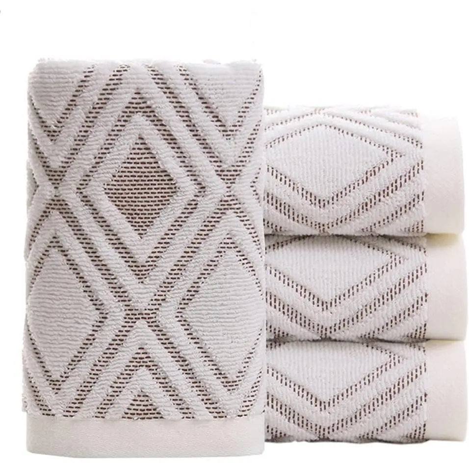 Hand Towels Set of 4     Absorbent Soft Decorative Towel for Bathroom (Beige Brown)