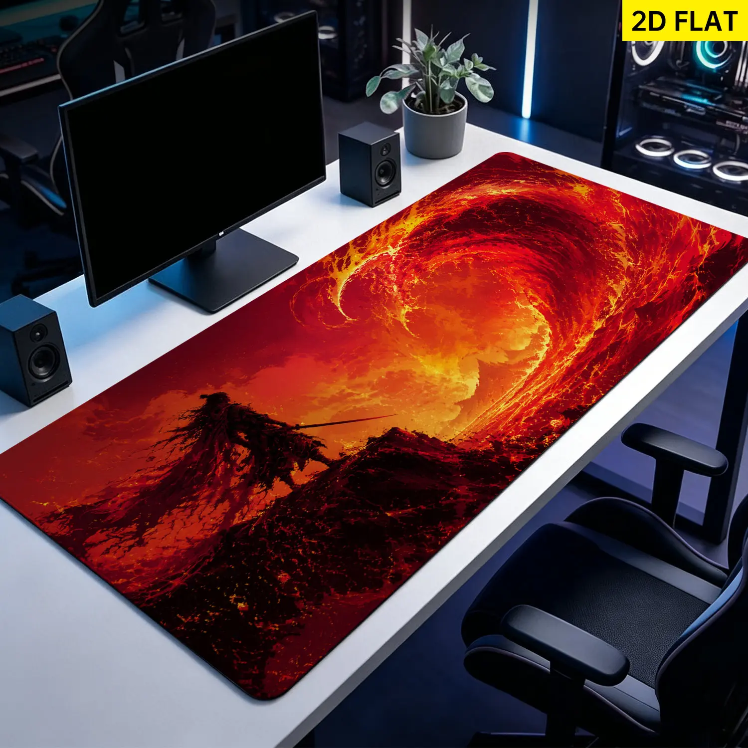 Extra Large fantasy magma warrior Mouse Pad,Non Slip Rubber Pad,Desktop Decoration Drotection Pad,Washable,Lock Edge Multi Size,Premium Multipurpose Mousepad For Office,Gaming,Gift for Family and Friends