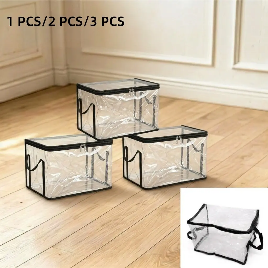 Transparent Thick Plastic Storage Box, Large Capacity Lidded Organizer, Ideal for Home, Camping, Travel, Moving, Easy Storage Solution, Clear Storage
