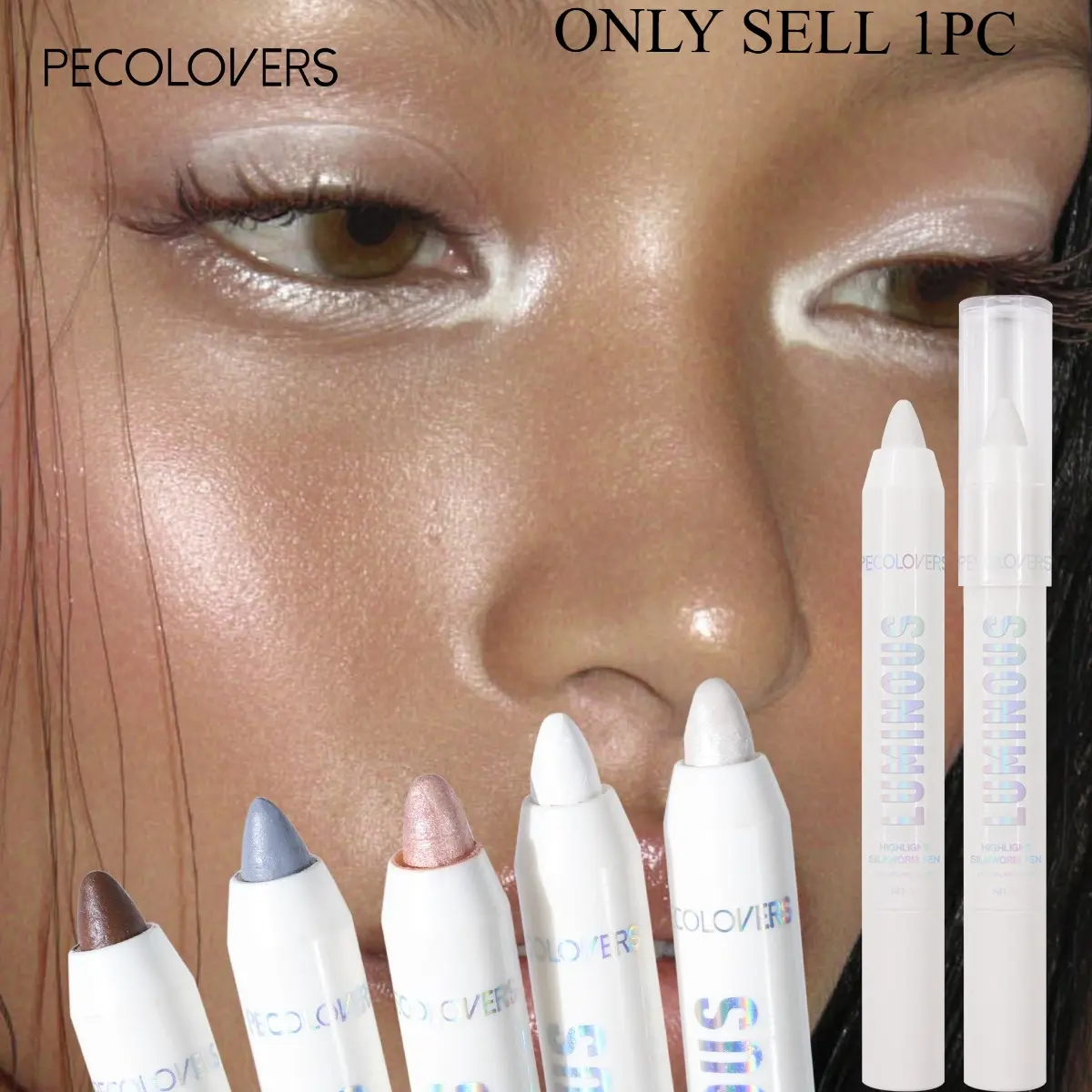1PC Highlighter Pen, Pearly Eyelid Under Crease Sparkling Eyeshadow Stick, Waterproof Monochrome Eye Makeup Stick