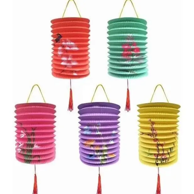 Set of 5 Paper Lanterns with  LED Lights,  Paper Lanterns 6.4inches Variety Color Decoration for Birthday Wedding Shower Party  Year Classromm Decor