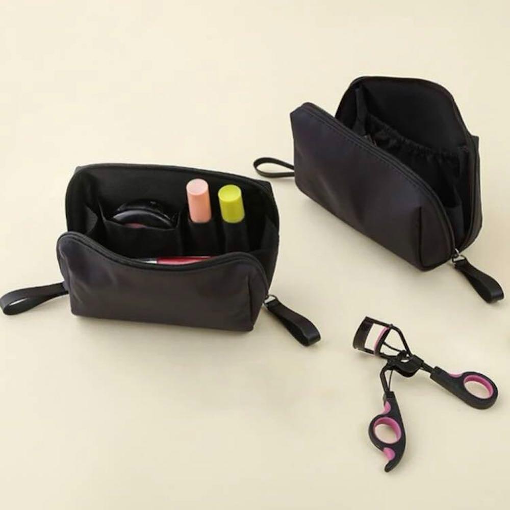 Portable Multi-functional Makeup Bag, 1 Count Casual Plain Makeup Storage Bag, Simple Design Travel Handbag with Wristlet for Women & Men, Cosmetic Pouch