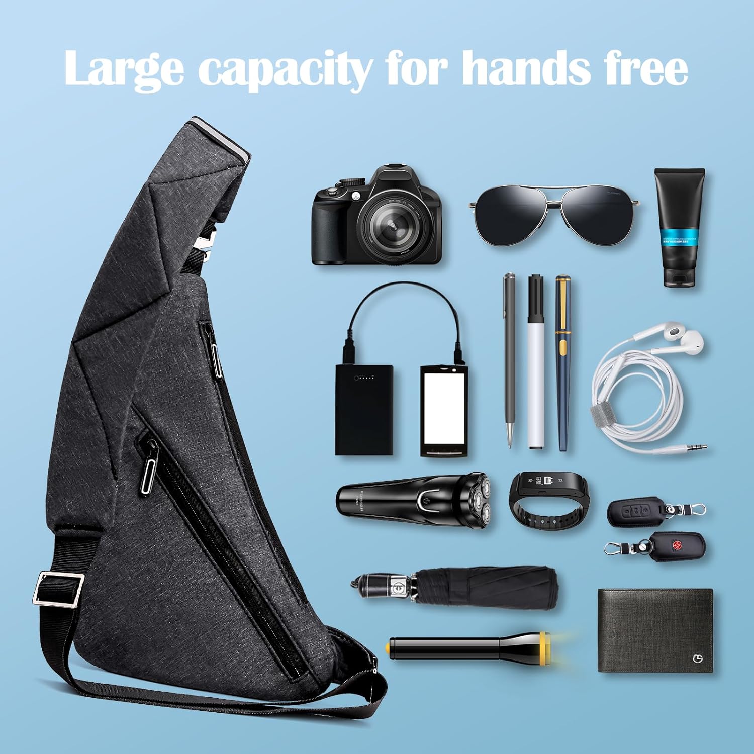 Crossbody Bag Anti- Lightweight Casual  Backpack Sling Chest Bag Belt Rucksack for Travel