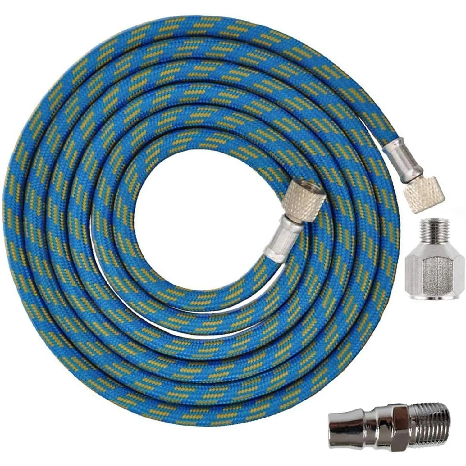 6-Ft Braided Airbrush Air Hose with 1/8"-1/4" Standard Adapter, Flexible Bend Braided Hose for 3-in-1 Airbrush Kit (Baby & Maternity Storage Compatible)