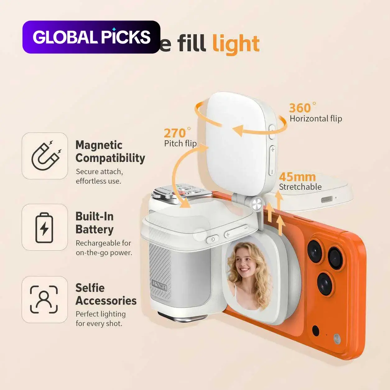 Comitok-Moca Phone Grip Handle for iOS 26+, Camera Switch & Focus Control, Compatible with Magnetic Phones, Portable & Easy Storage, Cellphone Selfie Accessory, Selfie Clicker Accessory #GLOBAL PICKS