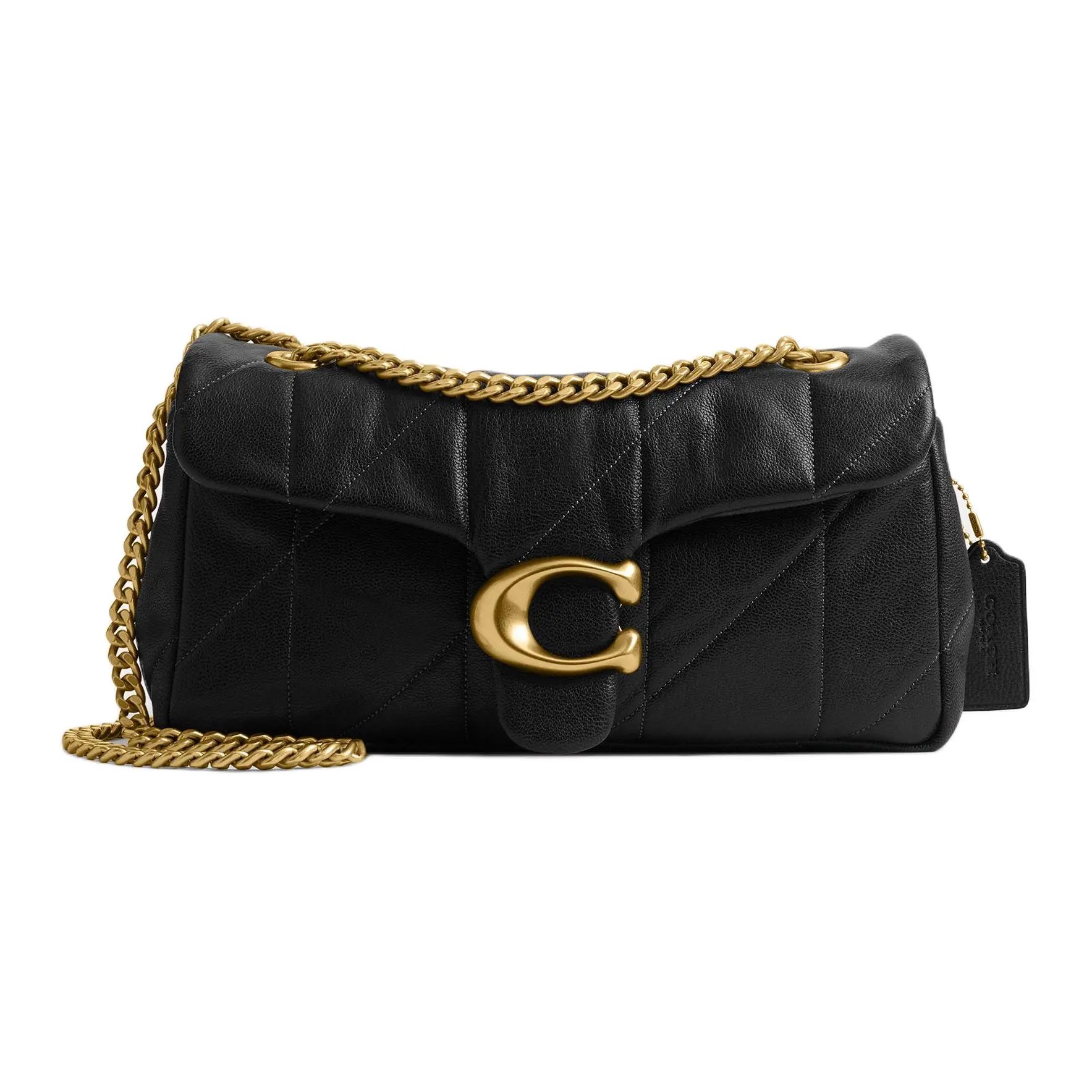 COACH Tabby 26 Quilted Classic Logo Hardware Lambskin Shoulder Bag for Women, Medium, Black