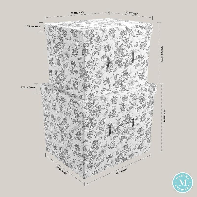 Essential Collapsible Stackable Decorative Home Storage Organization With Lidded Tops Set of 2 Nesting Boxes with Lids Bedford Floral