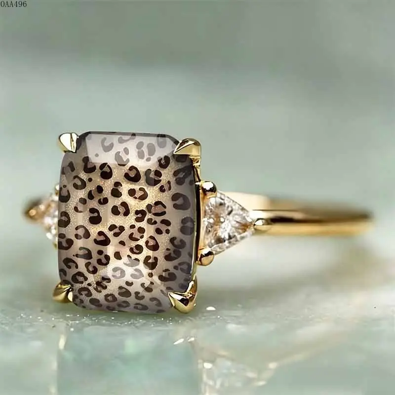Women's Animal Print Stretch Ring Gold Tone Alloy Leopard Pattern Elastic Band Lightweight Jewelry for Daily Wear Parties
