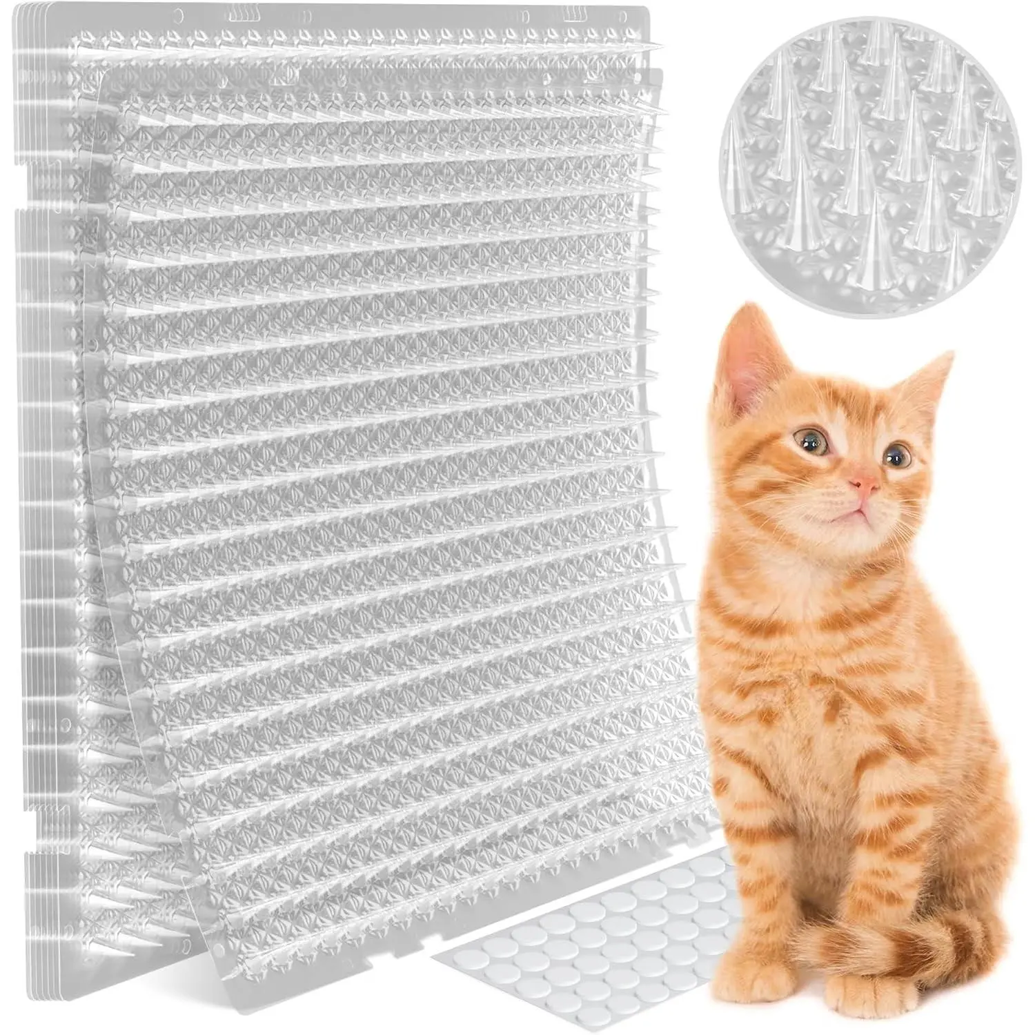 12 Pack Scat Mat for Cats - 16 x 13 Inch Cat Spike Mat with 1 Inch Spike, Perfect Pet Training Mat Device for Cat Repellent Indoor & Outdoor to Deter Cats & Other Animals for All Seasons