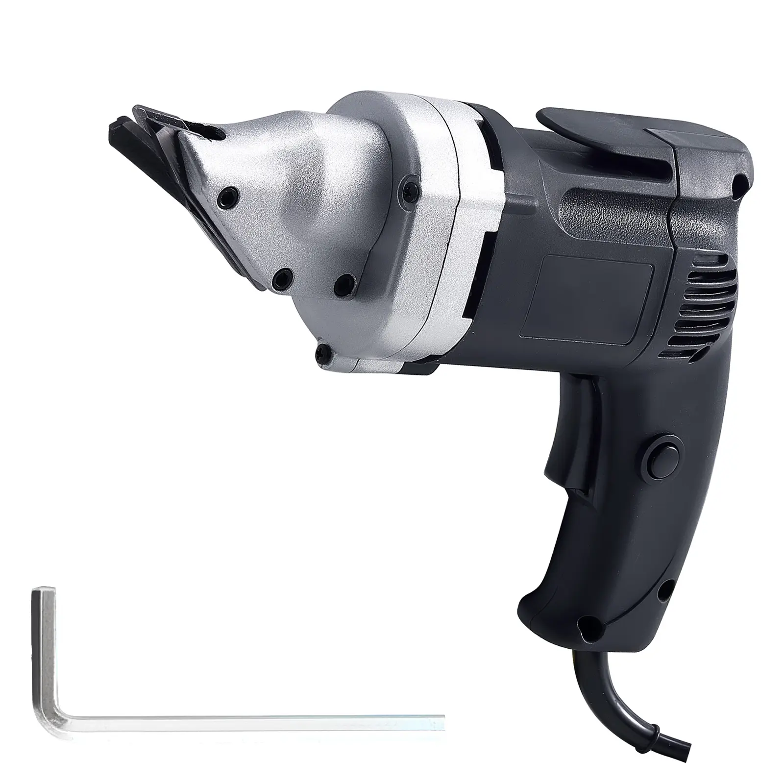 Electric Metal Shear, 4.0-Amp Corded Sheet Metal Cutter with 360-Degree Swivel Head, Variable Speed, Continuous Cutting, Clean Cut for 18GA Galvanized Steel, 20 GA Stainless Steel, 2500 SPM