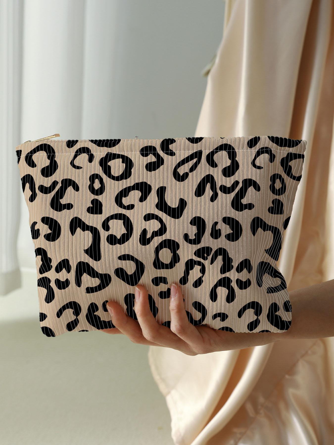 Fashion Leopard Pattern Makeup Bag, Lightweight Multi-functional Makeup Bag, Casual Trendy Versatile Cosmetic Bag, Handheld Cosmetic Pouch, Travel Cosmetic Bag, Cosmetics Bag, Cosmetic Travel Bags