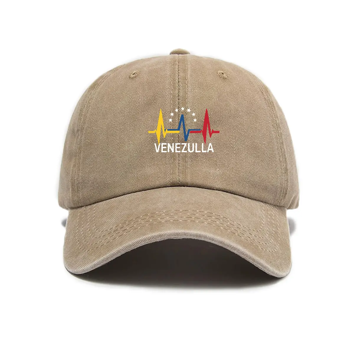 Khaki Washed Denim Baseball Hat Venezuela Dad Cap Vintage Casual Adjustable Sun Hat for Men Women Trendy Streetwear Fashion Outdoor Sport Golf Trucker Cap Running Gym Workout Hunting Fishing Summer