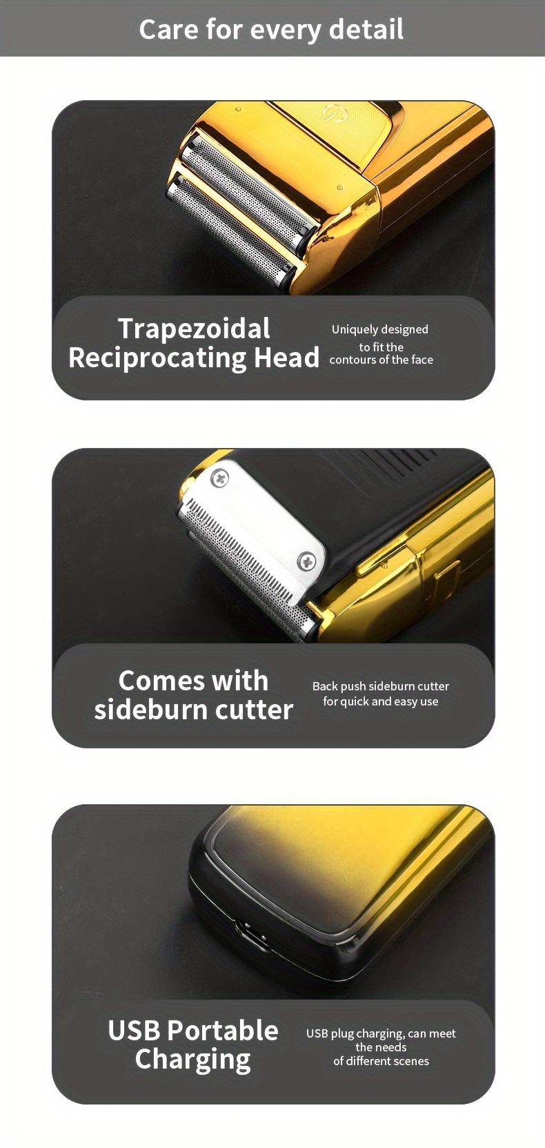 Professional USB Rechargeable Electric Razor - 2-in-1 Bald Hair Trimmer - Gentle Beard Hair Trimmer - Electric Razor Band Barber Clippers - Aluminum Foil Head - Festivals & Christmas Gifts