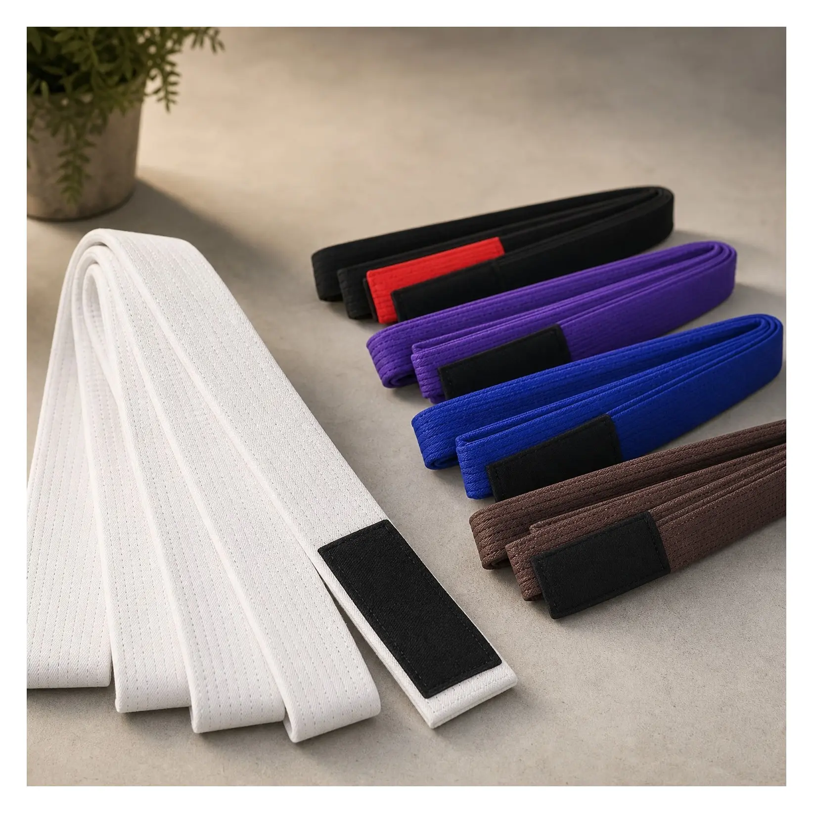 Premium Cotton Jiu Jitsu BJJ Belt 1.5” Wide for Men Women Adults with Woven Patch & 8 Row StitchingGift