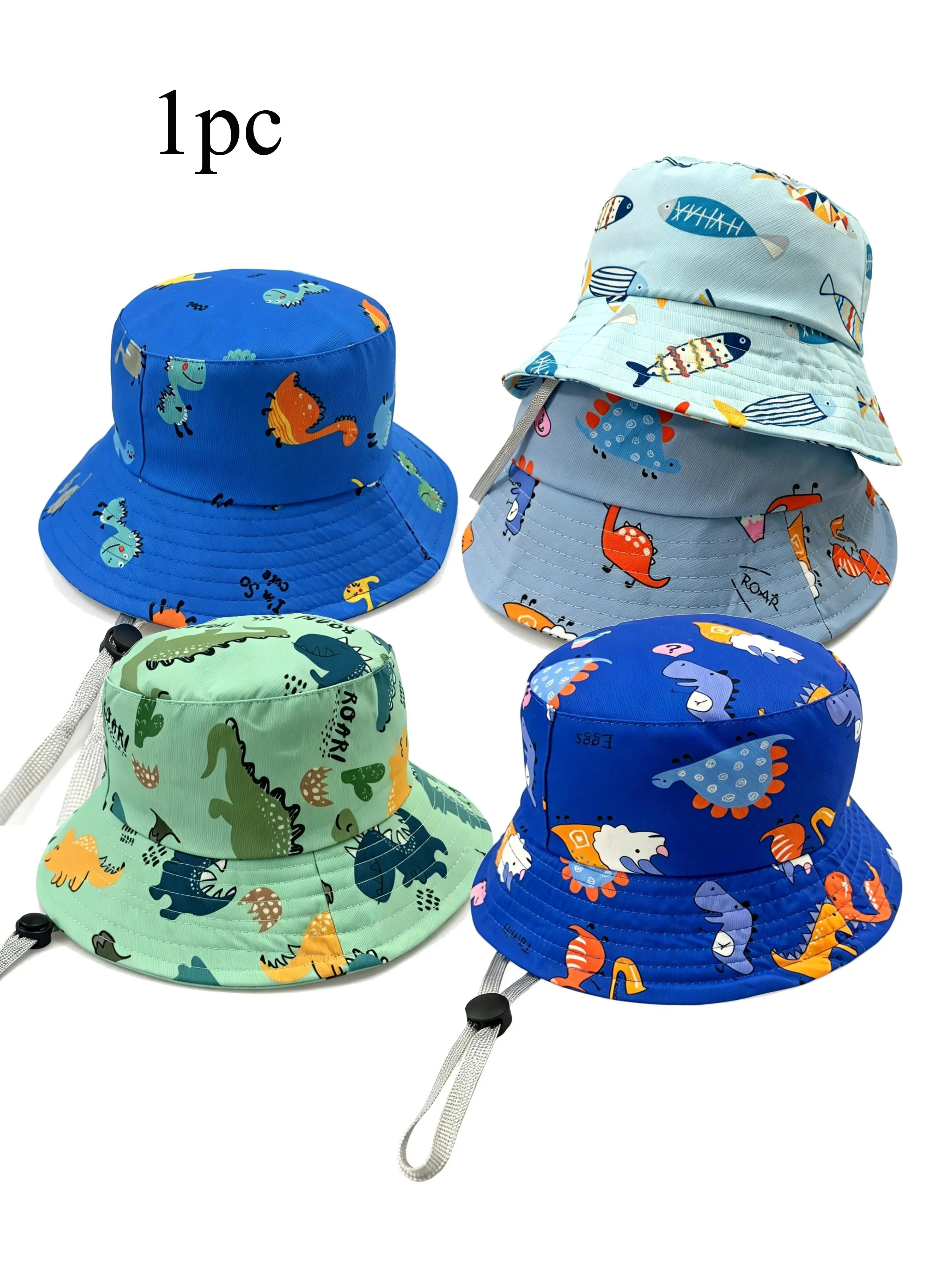Kids Cute Cartoon Dinosaur Fisherman Hat, Breathable Windproof Sunshade, Unisex Baby Outdoor Hat Accessory, Casual Animal Pattern