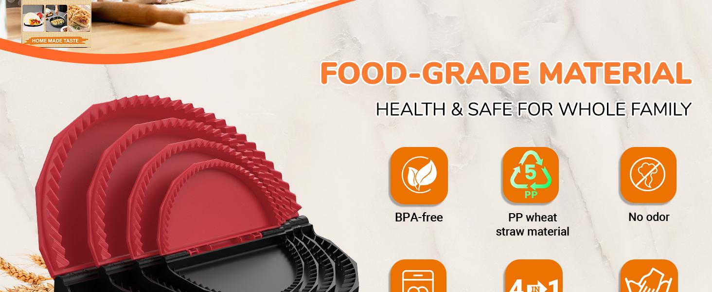 4 Pack Tortilla Sealers, 4-In-1 10"+8"+6"+4" Flour Tortilla Crimper, Quesadilla Maker, Tortilla Press - Make Tacos, Crumpet, Calzones, Burritos - Environmentally Friendly Biodegradable Material