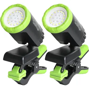 2-Pack Rechargeable LED Work Light 360° Adjustable Spotlight with Magnetic Base & Clamp, Portable Clip Light for Garage BBQ Workshop Construction Car Repair Home & Emergency Use