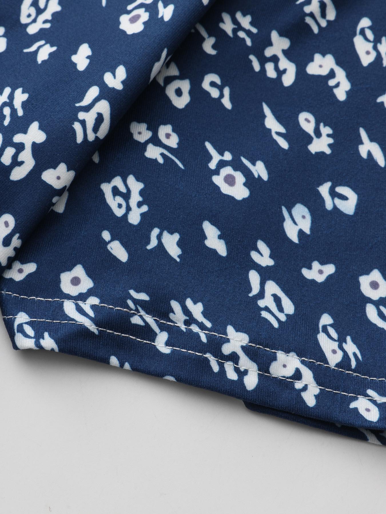 Women's Ditsy Floral Print V Neck Wrap A Line Dress, Boho Fashion Short Sleeve Short Dress Casual Boho Bohemian for Daily Holiday Vacation Wear, Frenchy Style Ladies Dress for Summer