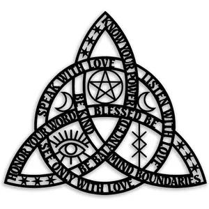 Celtic Rope Knot Metal Wall Decor - Infinity Symbol Triquetra Knot Room Decor Wall Art Home Decor for Living Room, Bedroom, Dining Room, Office (Black)