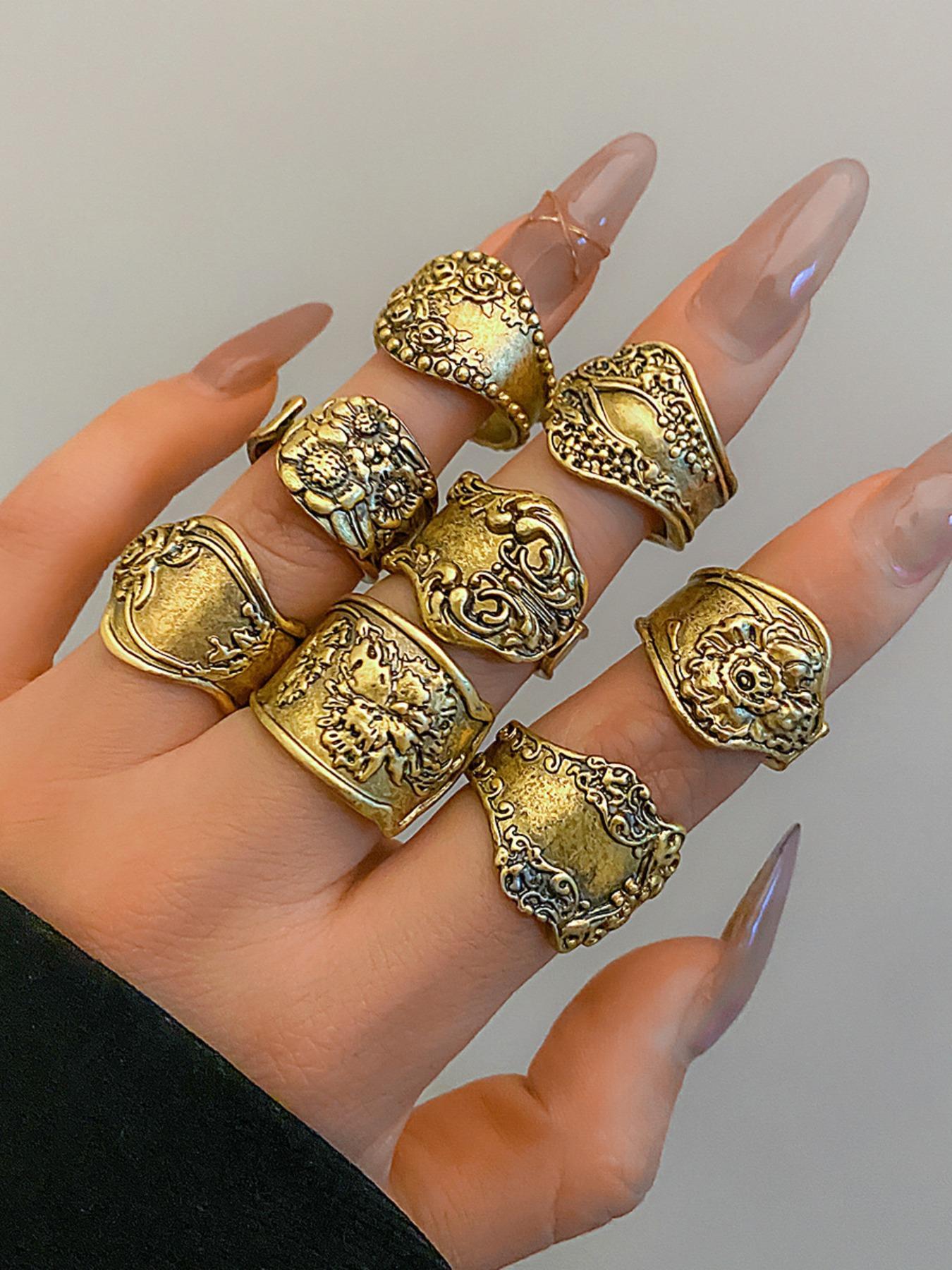 Boho Style Vintage Ring Set, Fashion Retro Ring Set for Party, Daily Decor, Trendy All-match & Exquisite Jewelry for Birthday Gift, Statement Rings, Statement Multi Ring