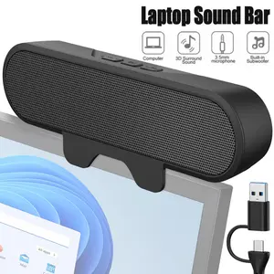 Computer Speaker with USB-C and USB-A Ports, Wired Laptop Speaker, Clip-On Monitor Speaker, Loud Stereo Sound, Adjustable Volume, Portable