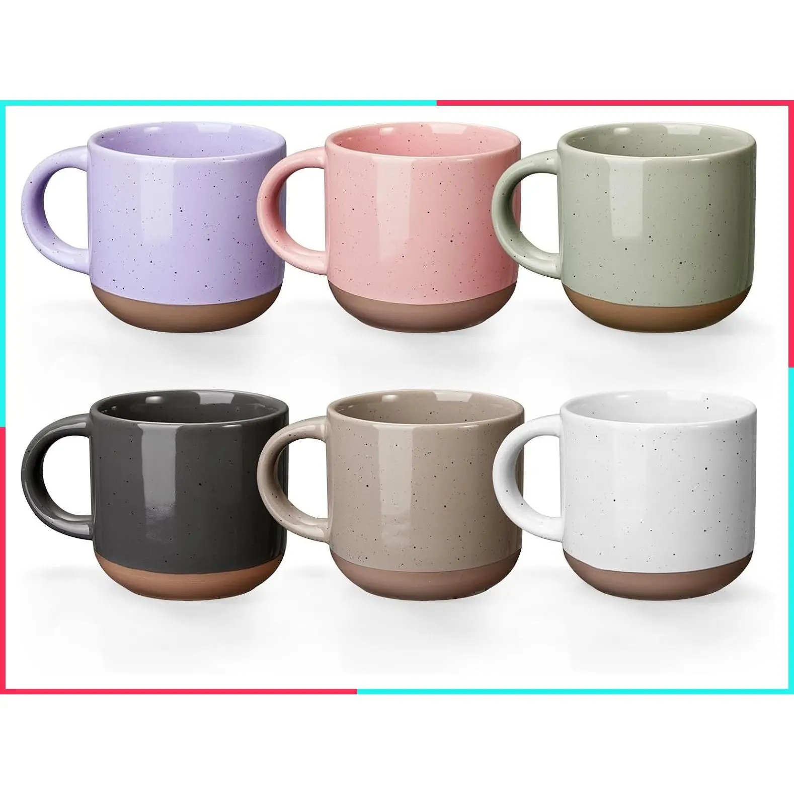 Morandi Color Ceramic Mini Espresso Cups Set of 6, 5 oz Espresso Mugs with Handle, Porcelain Demitasse Coffee Cups, Modern Style, Microwave Dishwasher Safe for Espresso Machine