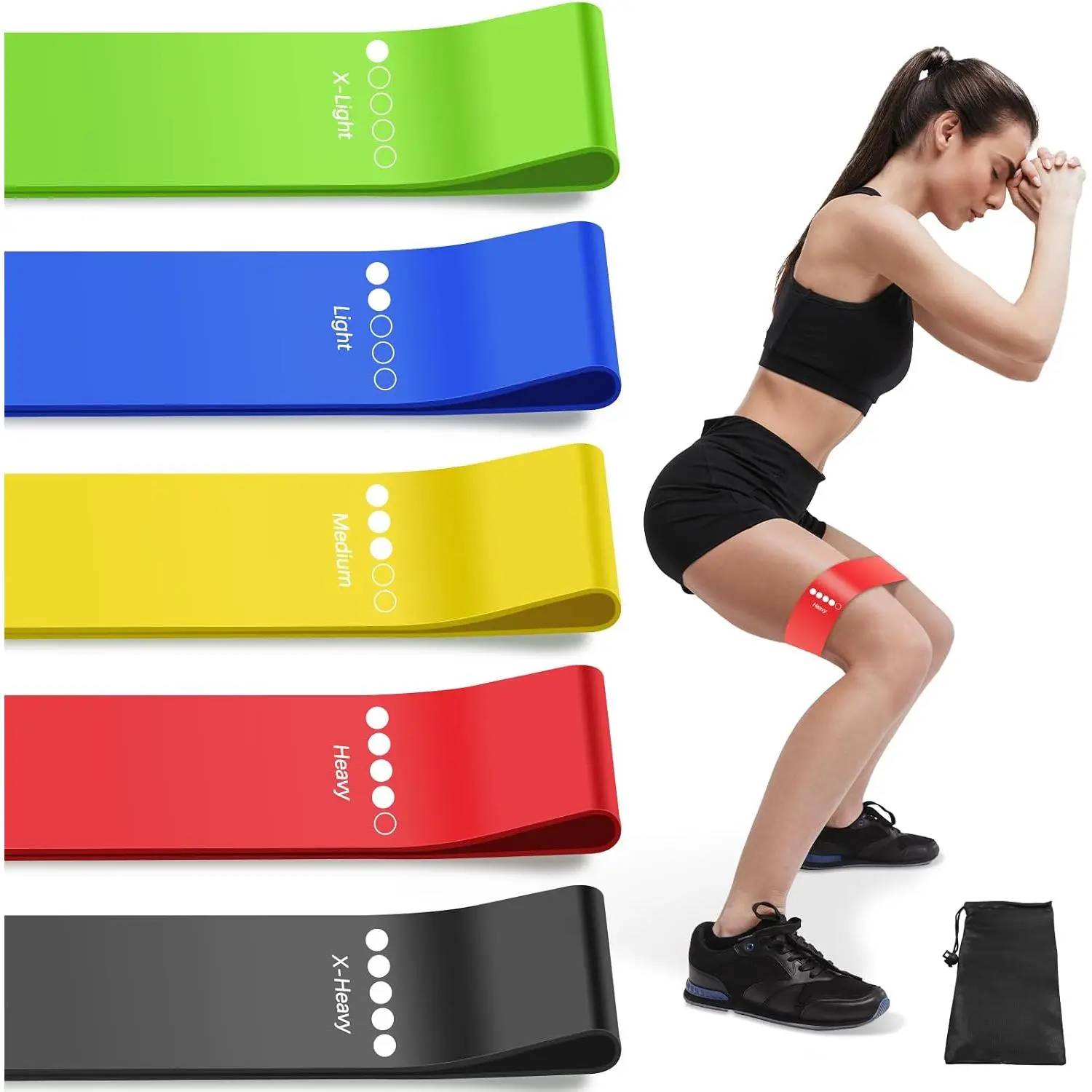 sportsResistance Bands for Working Out, Exercise Bands Resistance Bands Set with 5 Resistance Levels, Multi-Colored Workout Bands for Indoor & Outdoor Fitness, Leg Strength Training, Yoga