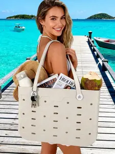 2026 New Large Capacity Beach Bag, Beach Bag, EVA Waterproof & Sandproof Single Shoulder Bag, EVA Shopping Basket Bag, Pool/Travel Storage Bag, Suitable for Beach, Durable & Lightweight, Unisex Beach Bag