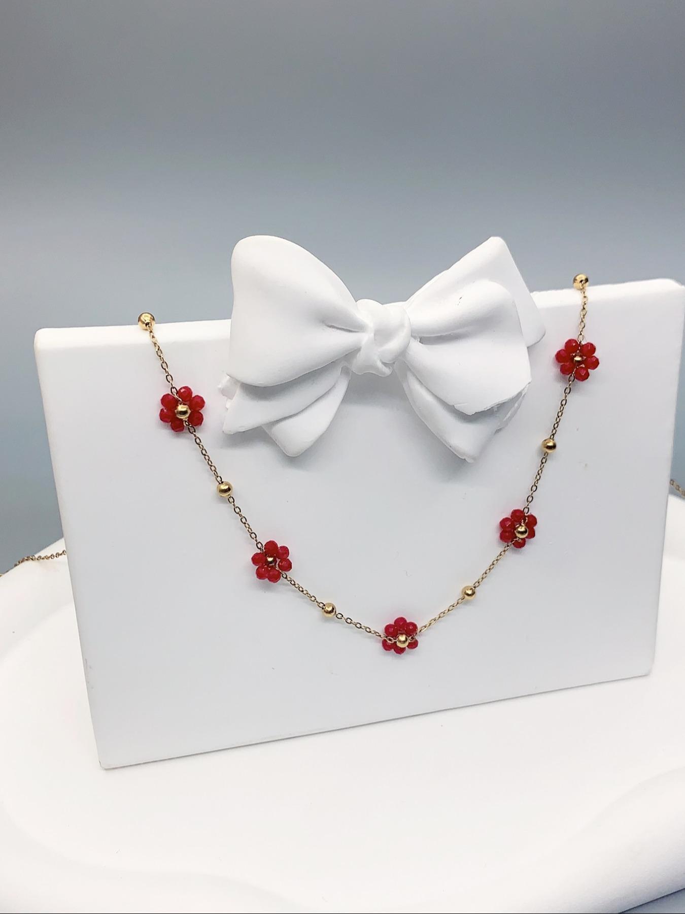 Boho Style Flower Decor Necklace, Clavicle Chain Necklace, Casual Versatile Fashion Accessories for Women, Minimalist Cute Jewelry Gift, Goddess Necklace, Clavicular Necklace, Collarbone Chain