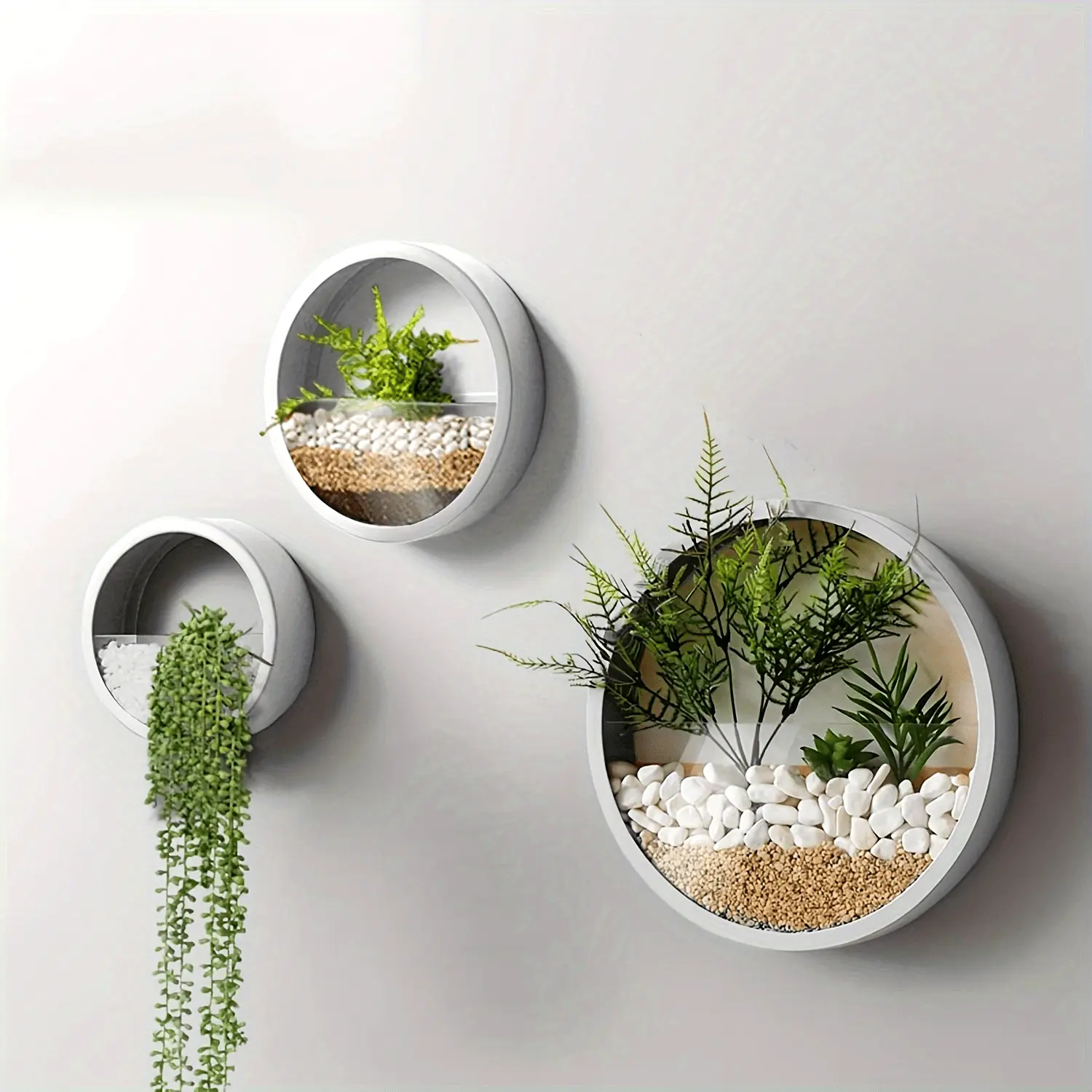 Modern Round Glass Wall Plant Holder, 1-Piece/2-Piece Hanging Pot for Succulents & Cacti, Small Home Decor Vase for Balcony & Room