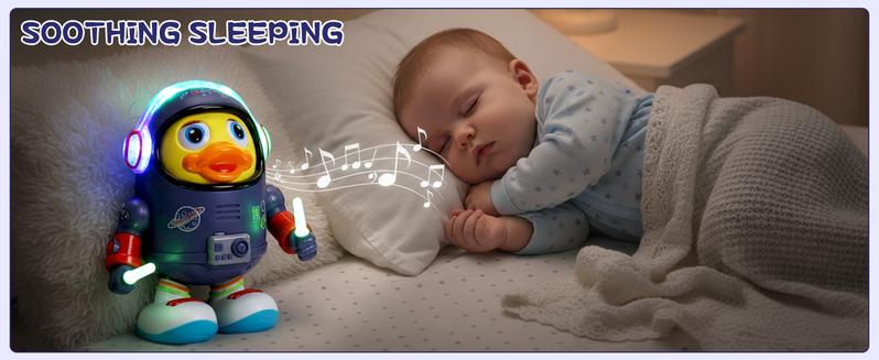 Dancing Space Duck Toy, Space Duck Dancing Musical Interactive Toy, Walking Duck Baby Robot, Electric Dancing Duck Toy Baby Musical Toys, Cute Singing Walking Duck Toys with Music LED Lights