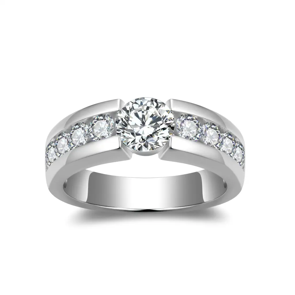 Classic Everyday 925 Silver Anniversary Ring, Secure Channel Set Cubic Zirconia Mother's Day Gifts Women's Fashion Jewelry Women's rings