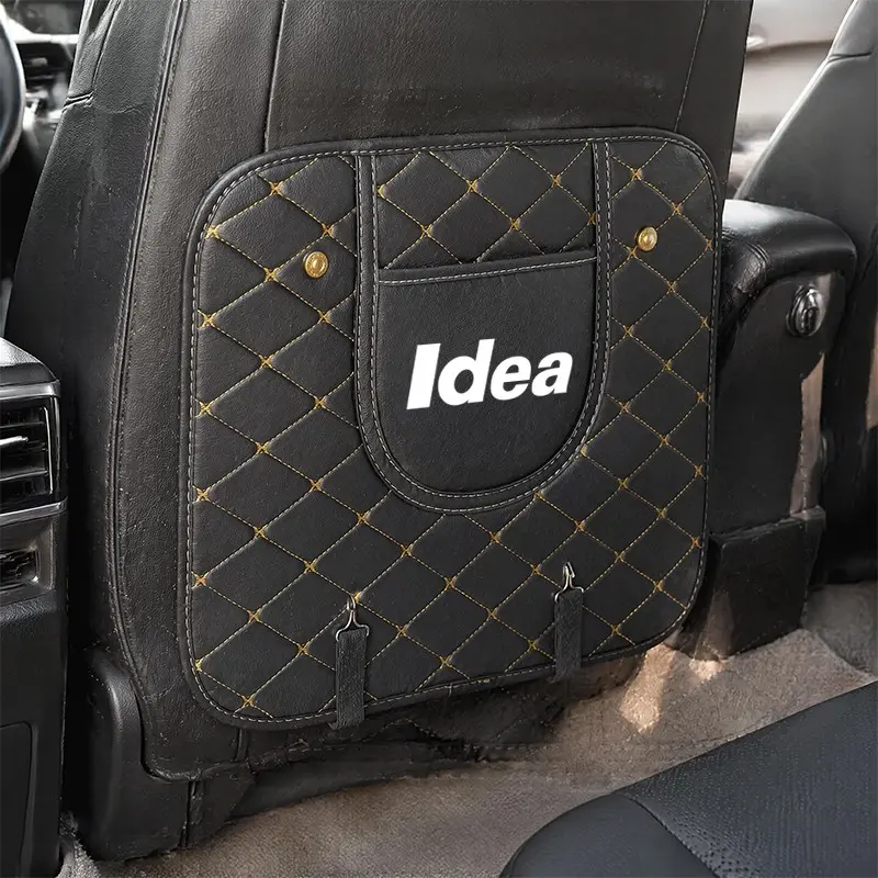Fiat Idea Car Seat Back Kick Guard, Exclusive Logo Design, Blocks Sand Footprints Stains, Easy Installation, Interior Upgrade Accessory