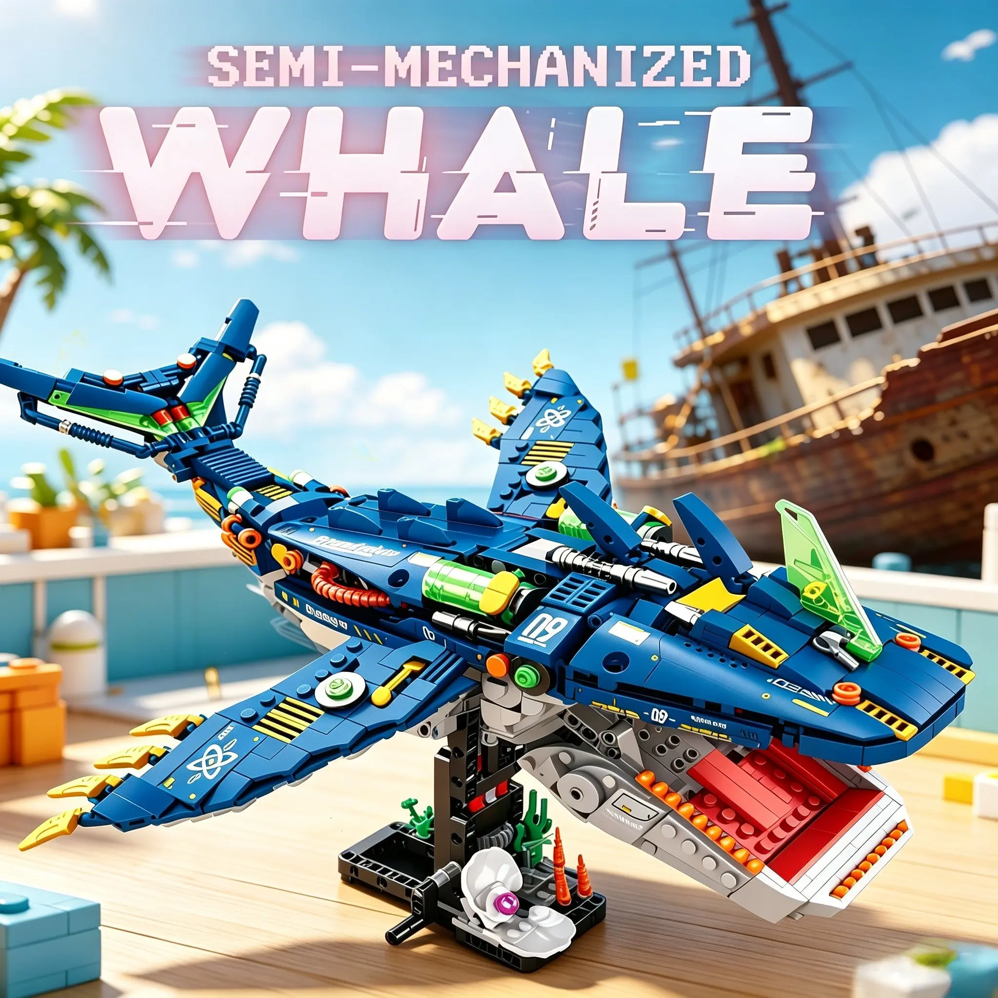 1114pcs Mechanical Shark Building Blocks Toy, Educational Construction Set, Fun Stem Activity Kit, Perfect Gift for Kids