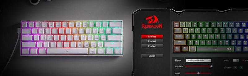 Redragon K630 Dragonborn 60% Wired RGB Gaming Keyboard, 61 Keys Compact Mechanical Keyboard with Linear Red Switch, Pro Driver Support
