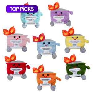 crochet dumpster fire toy, 1 count emotional support dumpster fire plush toy, emotional support ornament for christmas decoration or gift, birthday gifts ideas , crochet, stuffed animals