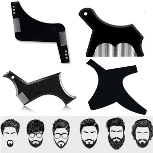 Men's Beard Styling Template Set, 4-Piece Hair Salon Comb, Templates, Styling Tools, Forehead Template, Beard Brush, Barber Shop Accessories