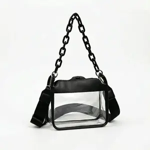 Stadium Approved Clear Crossbody Bag for Women & Men | Transparent PVC Shoulder Bag for Concerts, Sports Games & Festivals | Waterproof Hands-Free See Through Tote with Adjustable Strap | Game Day Travel & Security Compliant Bag