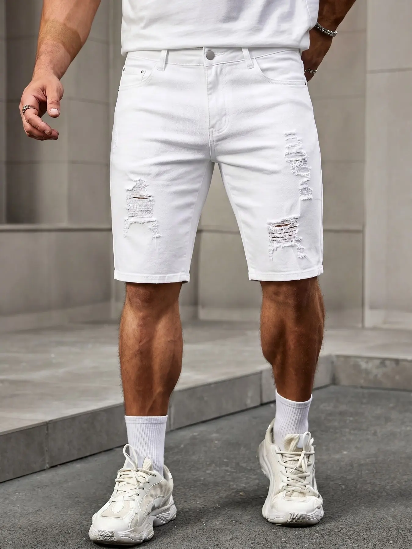 Men's Denim Shorts, Classic, Fitted Slim Fit, Plain Surface, Unlined, Comfort Style, Ideal for Daily Wear, Versatile Fashion Piece, Classic Jean Shorts