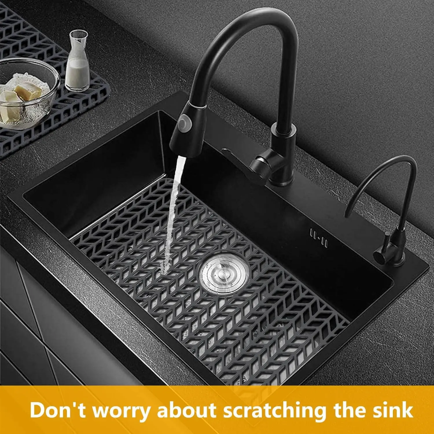 Kitchen Sink Protector Pad, 26x14 Inch Silicone Mat, Heat Resistant and Easy to Clean, Perfect for Stainless Steel Sinks, Sink Accessories