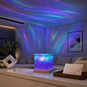 Viral Aurora Cube Night Light - 16-Color USB Dimmable LED Lamp with Remote Control, Dynamic Wave Ambient Mood Light for Aesthetic Room Decor, Birthday Gift for Women rechargeable bathroom Adjustable Electric Candle