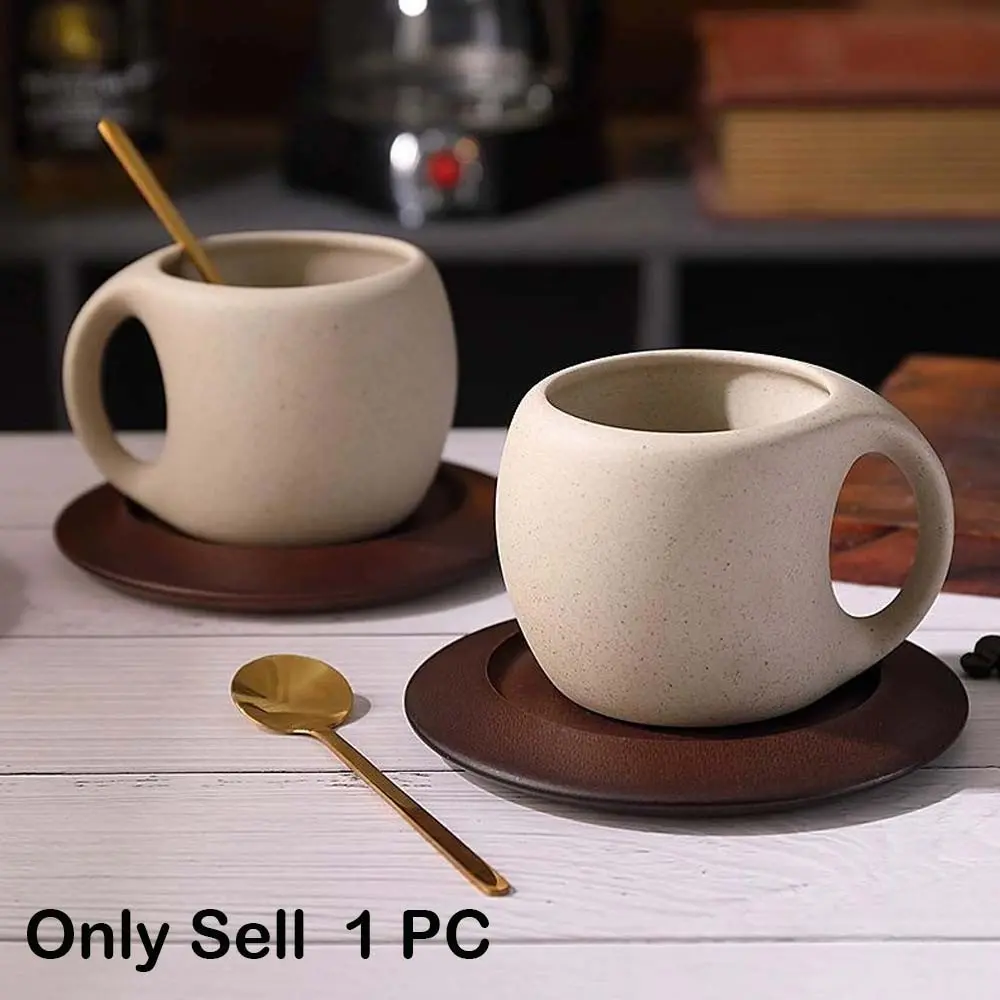 1 Set Ceramic Coffee Cup and Saucer Set, Retro Latte & Americano Coffee Mug, High-End Heat Resistant Large Capacity Mug, Exquisite Design for Home, Office, Cafe, Beverage Cup Set
