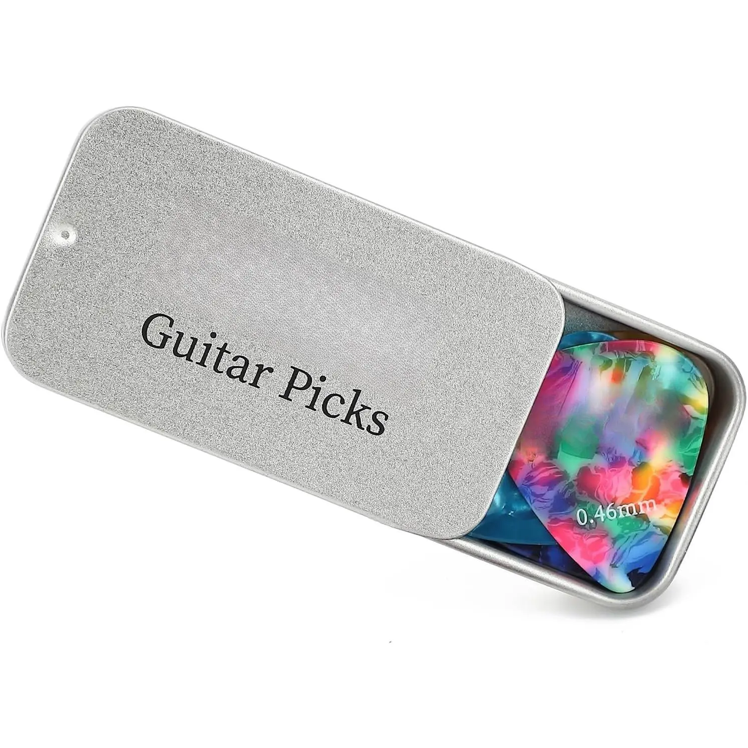 15 Pack Celluloid Guitar Picks with  Metal Case,  Thin, Medium, Heavy & Extra Heavy Thicknesses &  Colors, for Acoustic Guitar, Electric Guitar, Bass & Ukulele