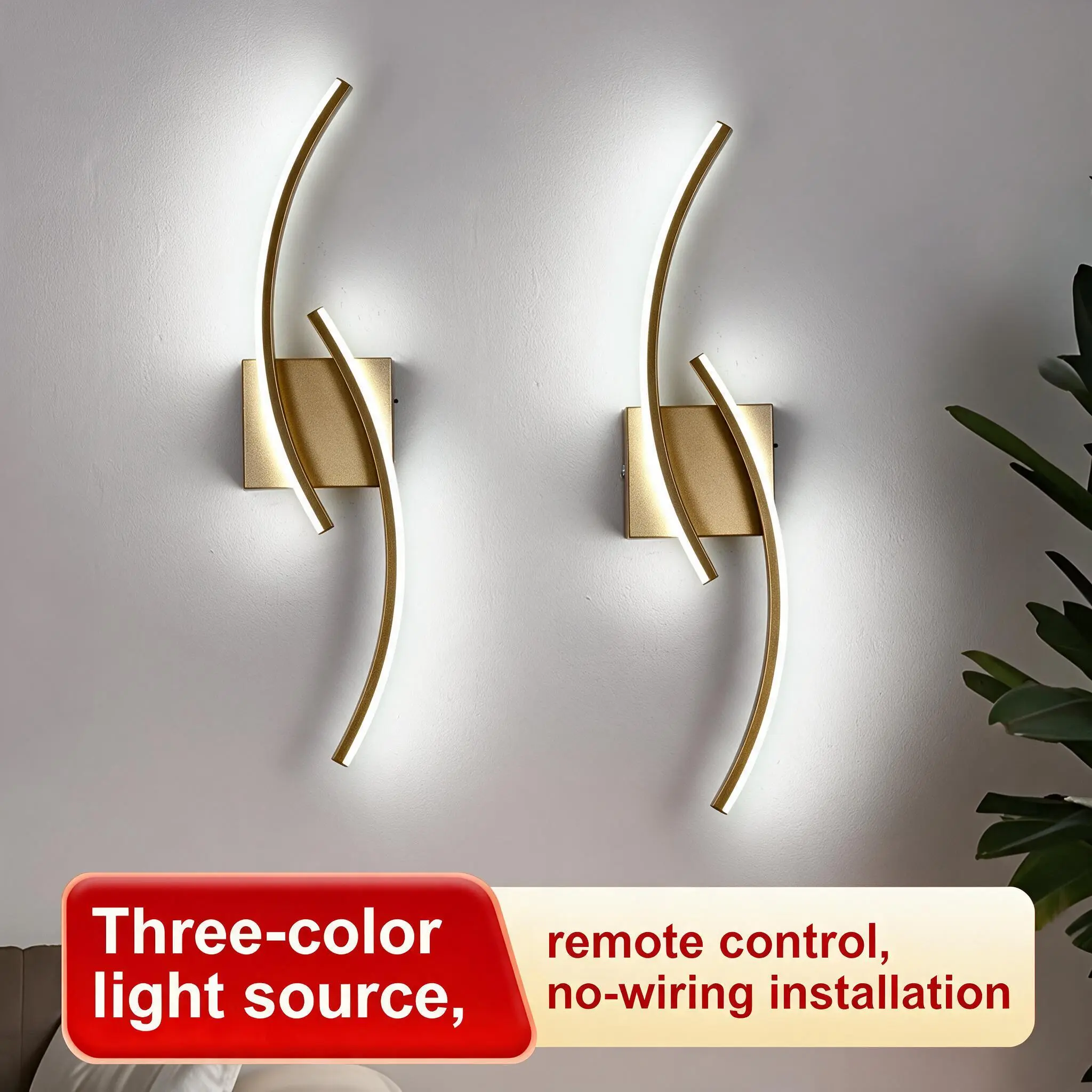 10000mAh Rechargeable Spiral LED Wall Sconce, Metal Base Wireless Wall Lamp with Remote Control, No-Wiring No-Installation Decor Light for Bedroom, Living Room