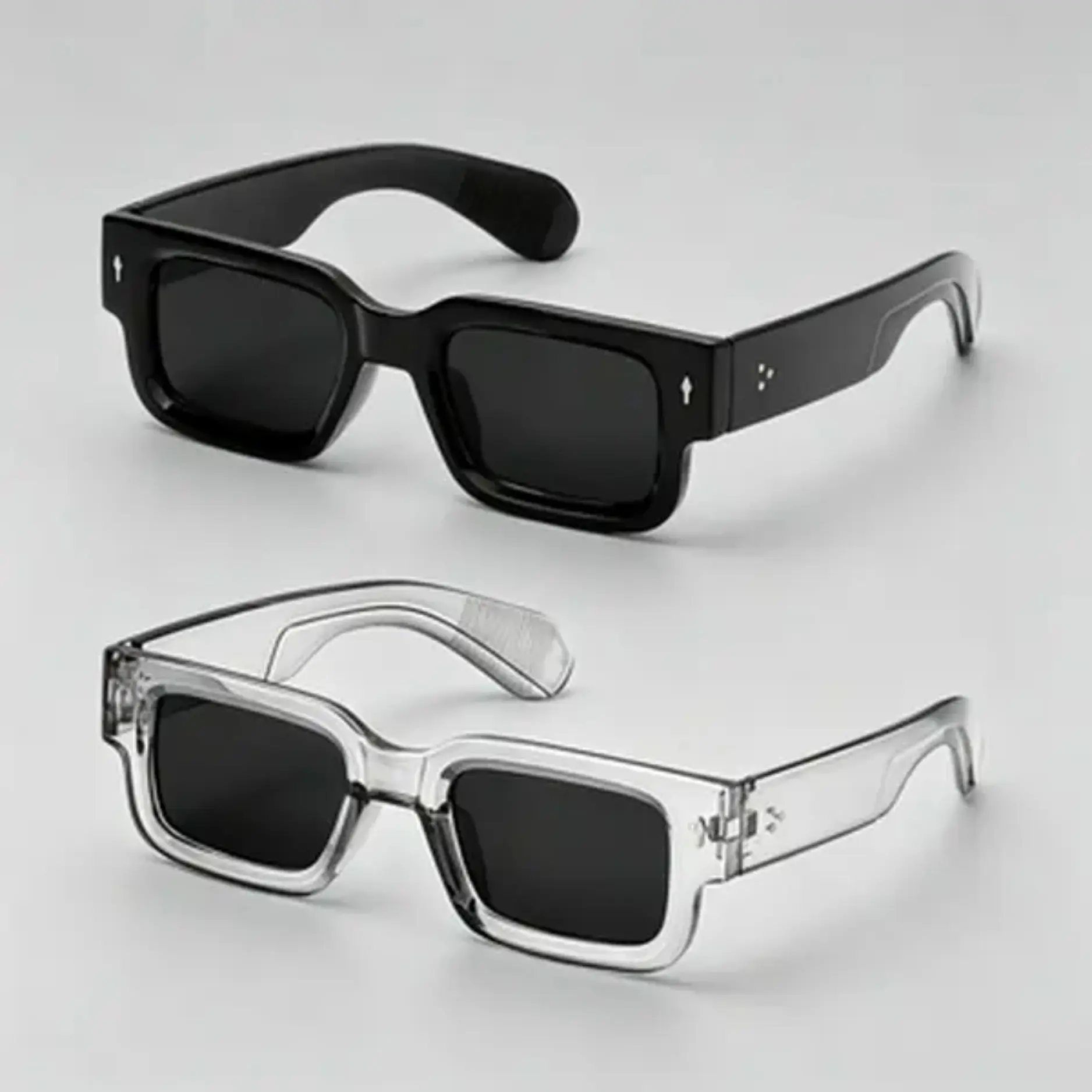 2 Pack Retro Square Sunglasses for Women Men UV400 Protection Y2K Trendy Fashion Shades Black and Clear Frame Streetwear Eyewear for Beach Travel Driving Festival Outdoor Summer Daily Wear beach outfits summervibes tiktokshopbacktoschool