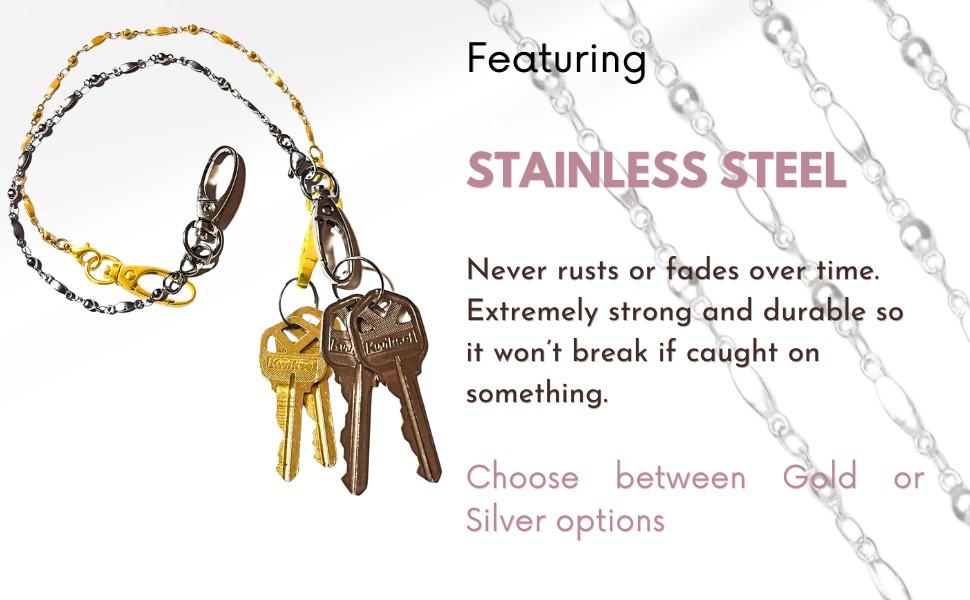 Key Keeper 12" Turquoise Women's Beaded Strap Chain Finder Organizer Wallet Purse Holder Anti-Lost Ring