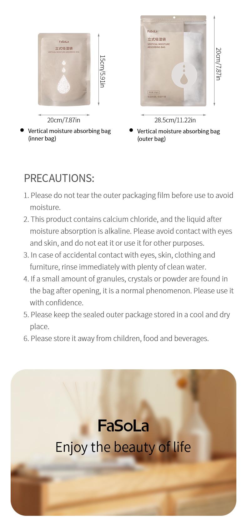 FaSoLa dehumidification bags remove musty odors, are desiccants, and are moisture-proof and mold-resistant bags for dormitory students to absorb moisture from bedding and clothing