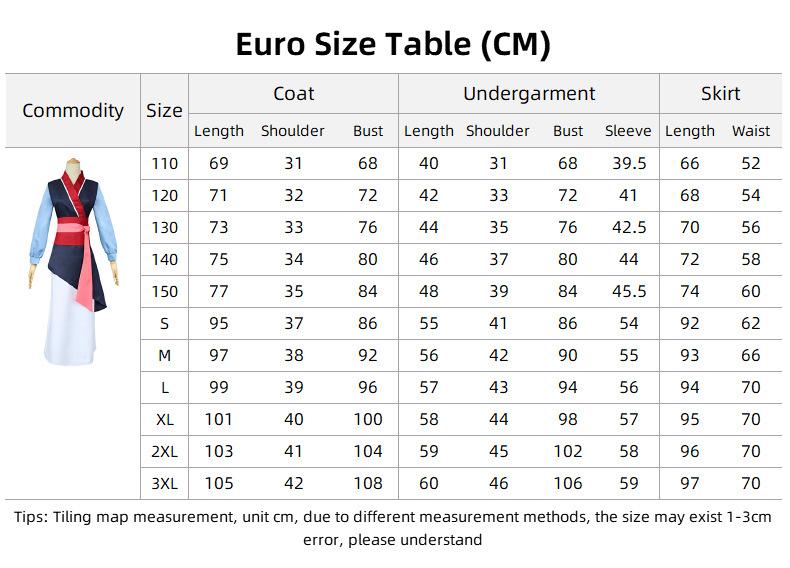 Halloween Mulan Costume Cosplay Childrens Kids Outfit Warrior Princess