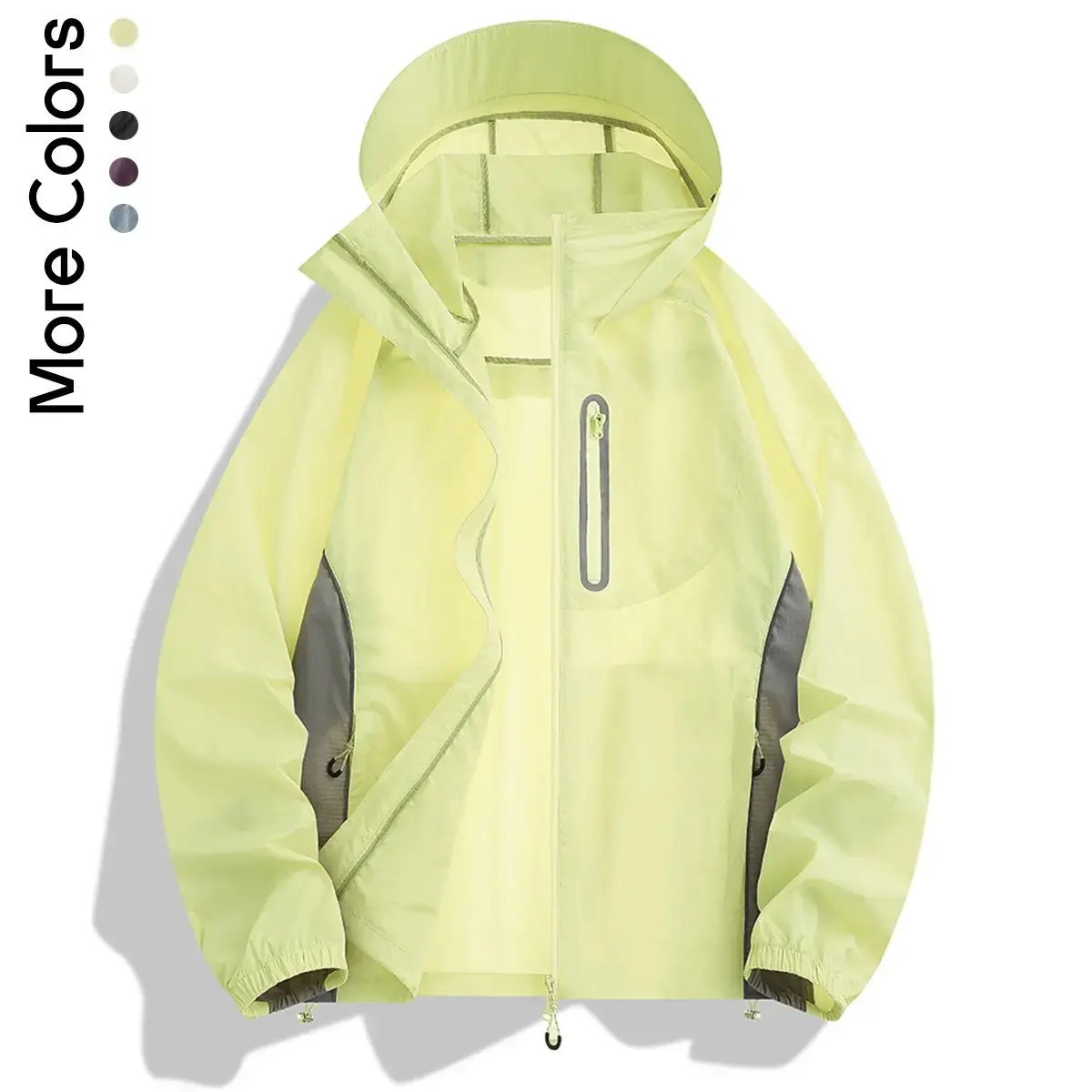 Ultra-Lightweight Summer Sun Protection Jacket, Breathable Hooded Windbreaker for Outdoor Sports, Packable Thin Sporty Coat for Men & Women, Neon Yellow Gear