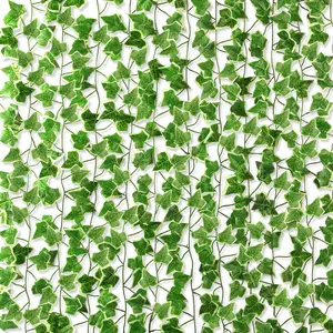 12 count 84Ft Artificial Ivy Garland,Ivy Garland Fake Vine UV Resistant Green Leaves Fake Plants Hanging Vine Plant for Wedding Party Garden Wall Decoration